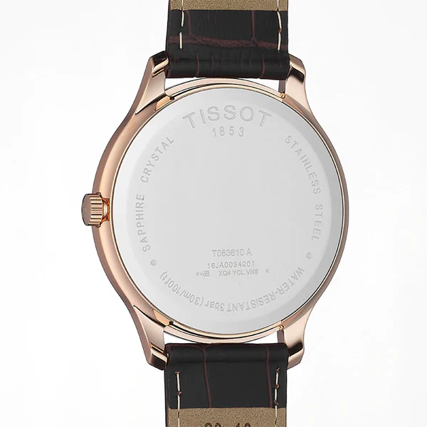 Tissot Tradition Brown Leather strap White Dial Quartz Watch for Men's - T-0636103603700 - Image 2