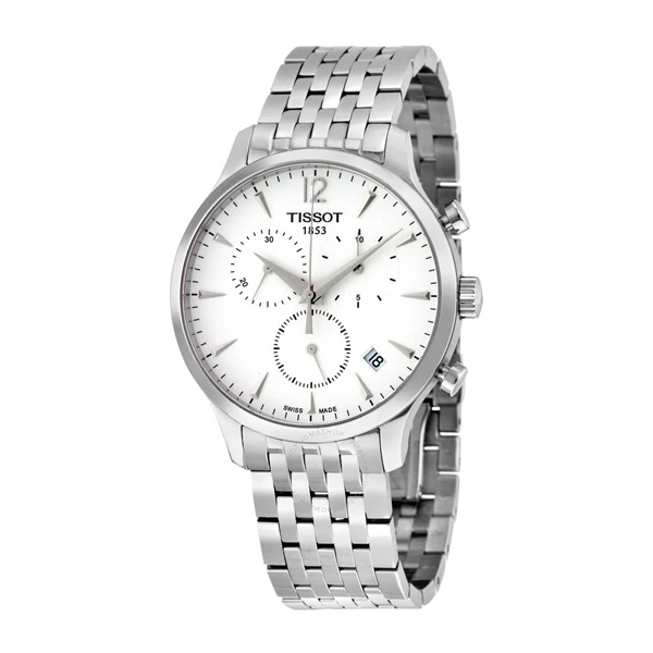 Tissot Tradition Silver Stainless Steel White Dial Chronograph Quartz Watch for Men's - T-0636171103700 - Image 2
