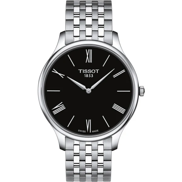 Tissot Tradition 5.5 Silver Stainless Steel Black Dial Quartz Watch for Men's - T063.409.11.058.00