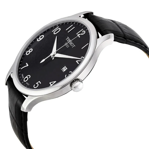 Tissot Tradition Black Leather Black Dial Quartz Watch for Men's- T 063.610.16.052.00 - Image 3