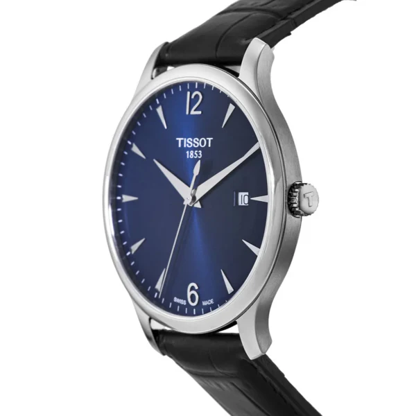 Tissot Tradition Black Leather Strap Blue Dial Quartz Watch for Men's - T063.610.16.047.00 - Image 2