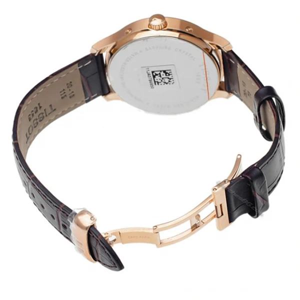 Tissot Tradition Brown Leather strap Silver Dial Quartz Watch for Men's - T063.610.36.038.00 - Image 2