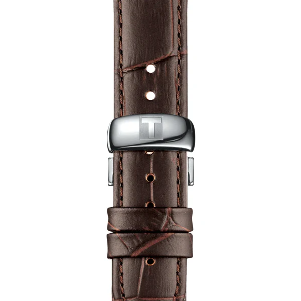 Tissot Tradition Brown Leather Strap White Dial Quartz Watch for Men's - T063.409.16.018.00 - Image 2