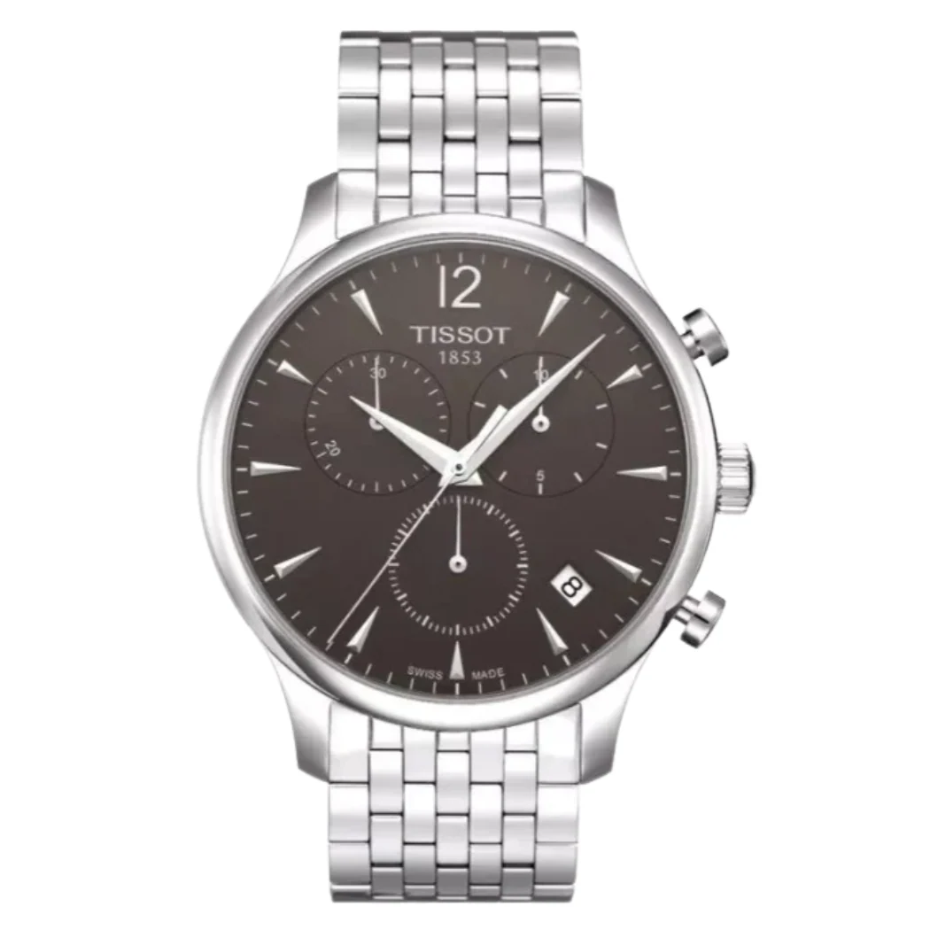 Tissot Tradition Silver Stainless Steel Black Dial Chronograph Quartz Watch for Gents - T063.617.11.057.00