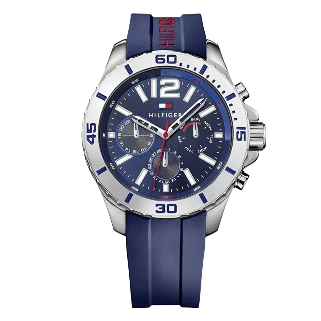 Tommy Hilfiger Blue Silicone Strap Blue Dial Chronograph Quartz Watch for Gents - Tommy Hilfiger 1791142