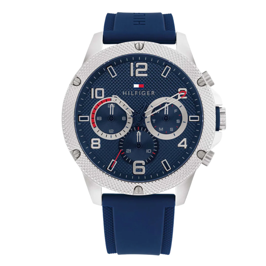 Tommy Hilfiger Blue Silicone Strap Blue Dial Chronograph Quartz Watch for Gents - Tommy Hilfiger 1792027