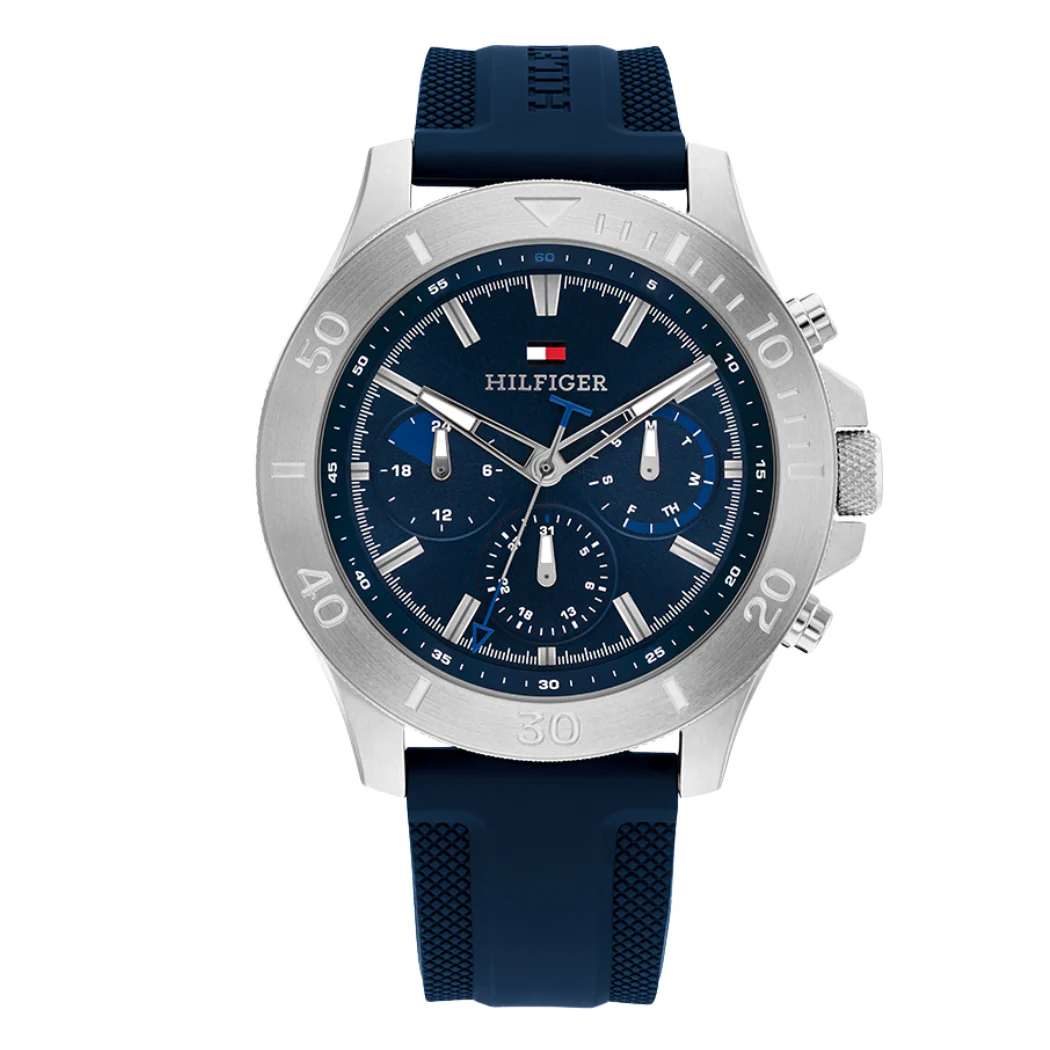 Tommy Hilfiger Blue Silicone Strap Blue Dial Chronograph Quartz Watch for Gents - Tommy Hilfiger 1792112