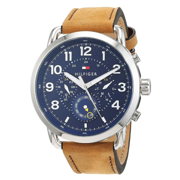 Tommy Hilfiger Briggs Brown Leather Strap Blue Dial Chronograph Quartz Watch for Gents - 1791424 - Image 2
