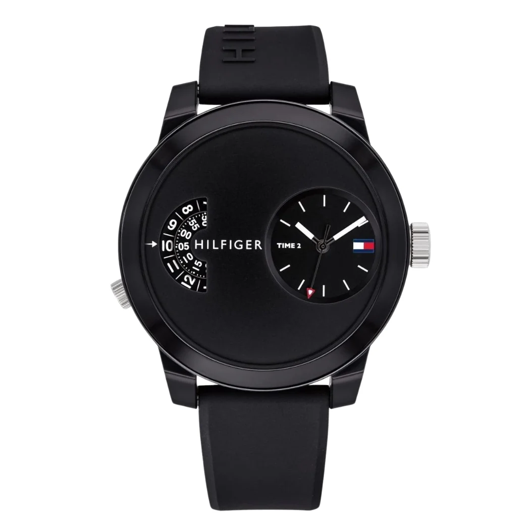 Tommy Hilfiger Denim Black Silicone Strap Black Dial Quartz Watch for Gents - 1791555
