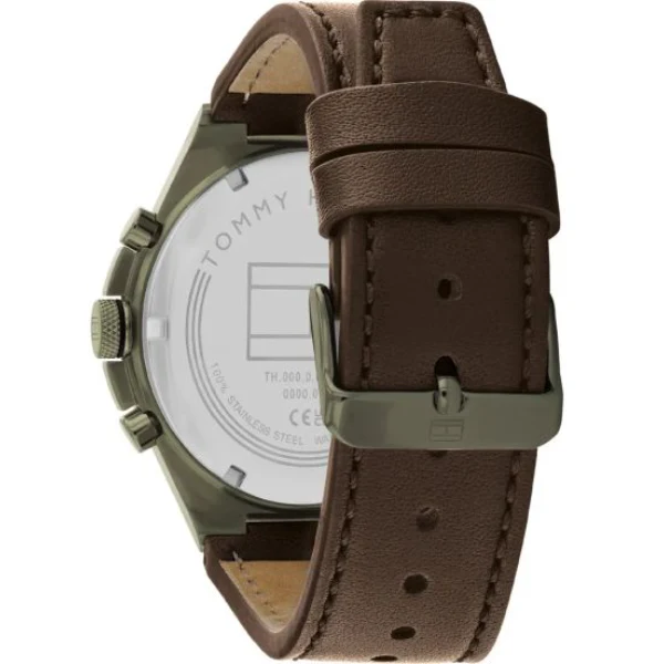 Tommy Hilfiger Dexter Brown Leather Strap Green Dial Chronograph Quartz Watch for Gents - 1792085 - Image 3