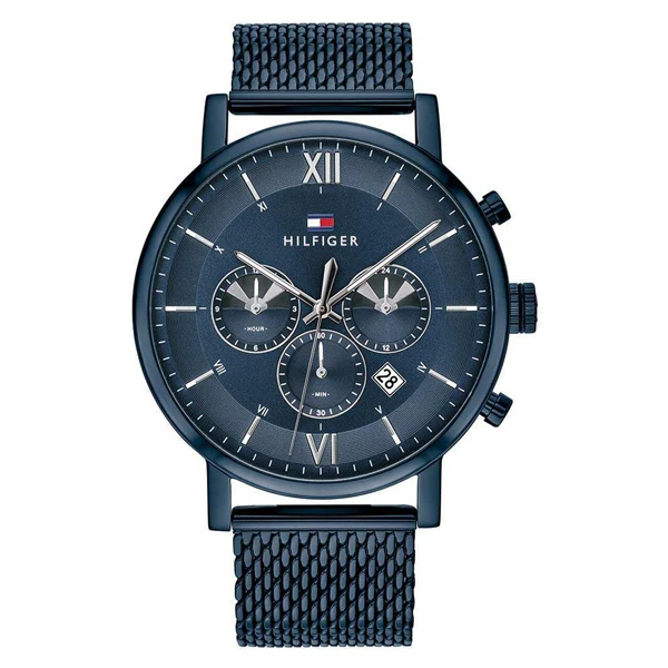 Tommy Hilfiger Evan Blue Mesh Bracelet Blue Dial Chronograph Quartz Watch for Gents - 1710397