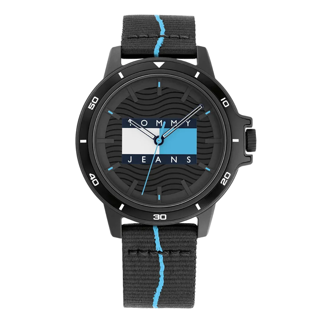 Tommy Hilfiger Houston Black Fabric Strap Black Dial Quartz Watch for Gents - 1791999