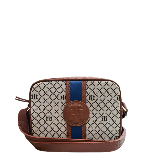 Tommy Hilfiger Iconic Camera Crossbody Brown Canvas Leather Bag