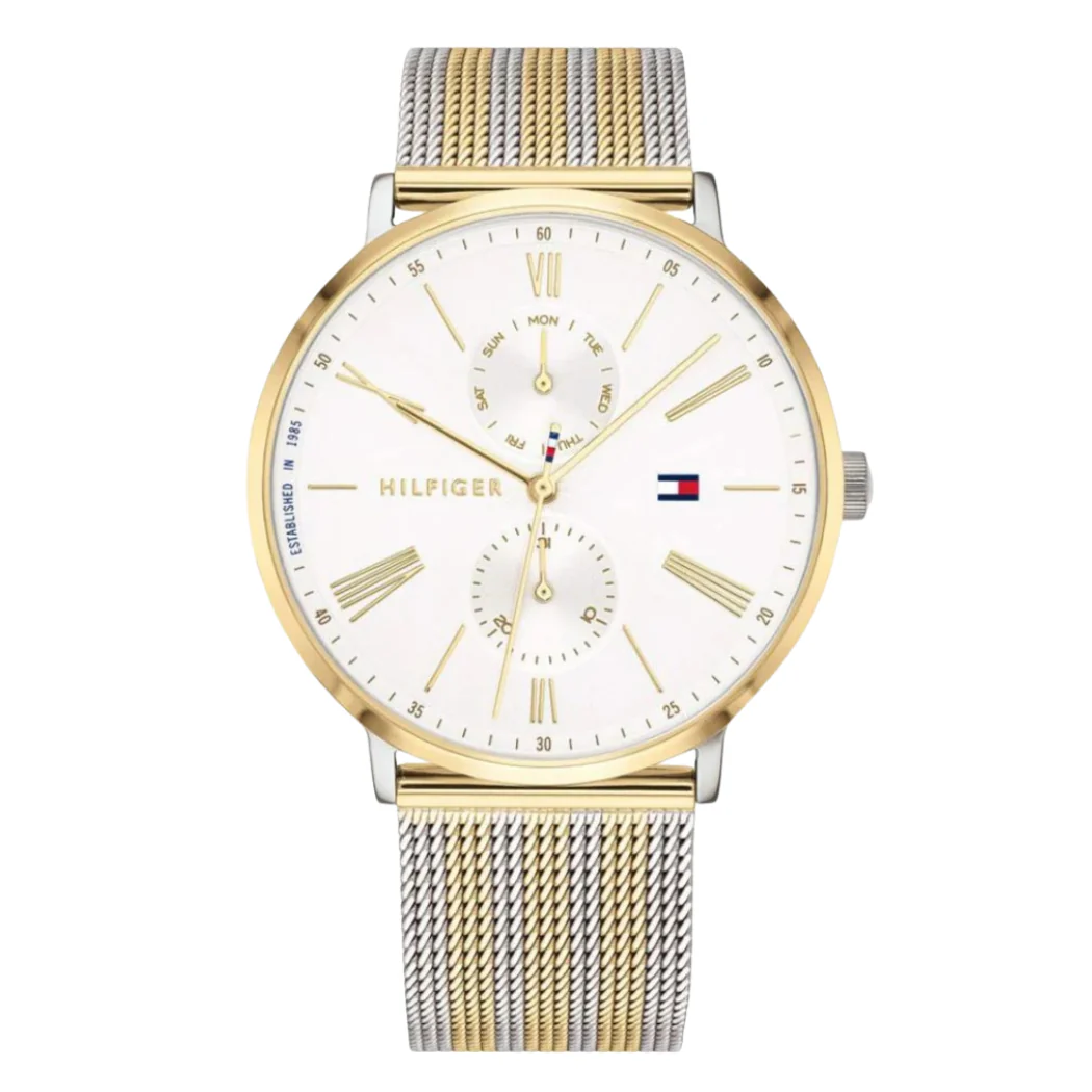 Tommy Hilfiger Jenna Two-tone Mesh Bracelet White Dial Quartz Watch for Ladies - 1782074