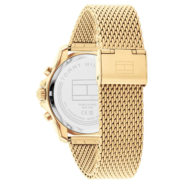 Tommy Hilfiger Jordan Gold Mesh Bracelet Green Dial Chronograph Quartz Watch for Gents - 1792093 - Image 3