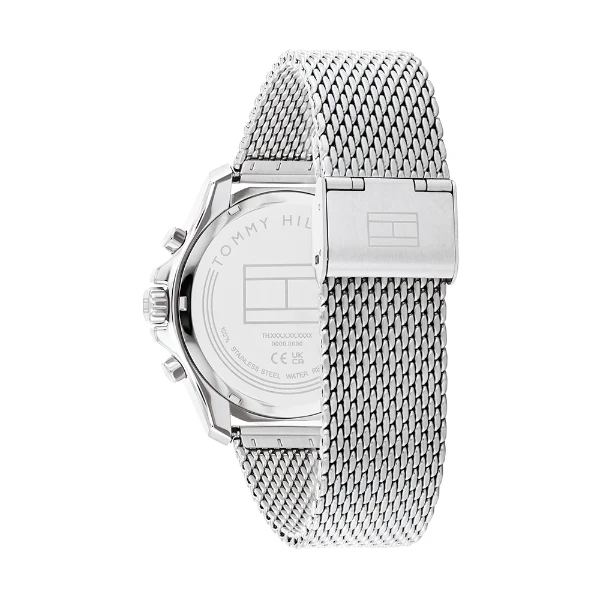 Tommy Hilfiger Jordan Silver Mesh Bracelet Black Dial Chronograph Quartz Watch for Gents - 1792092 - Image 3