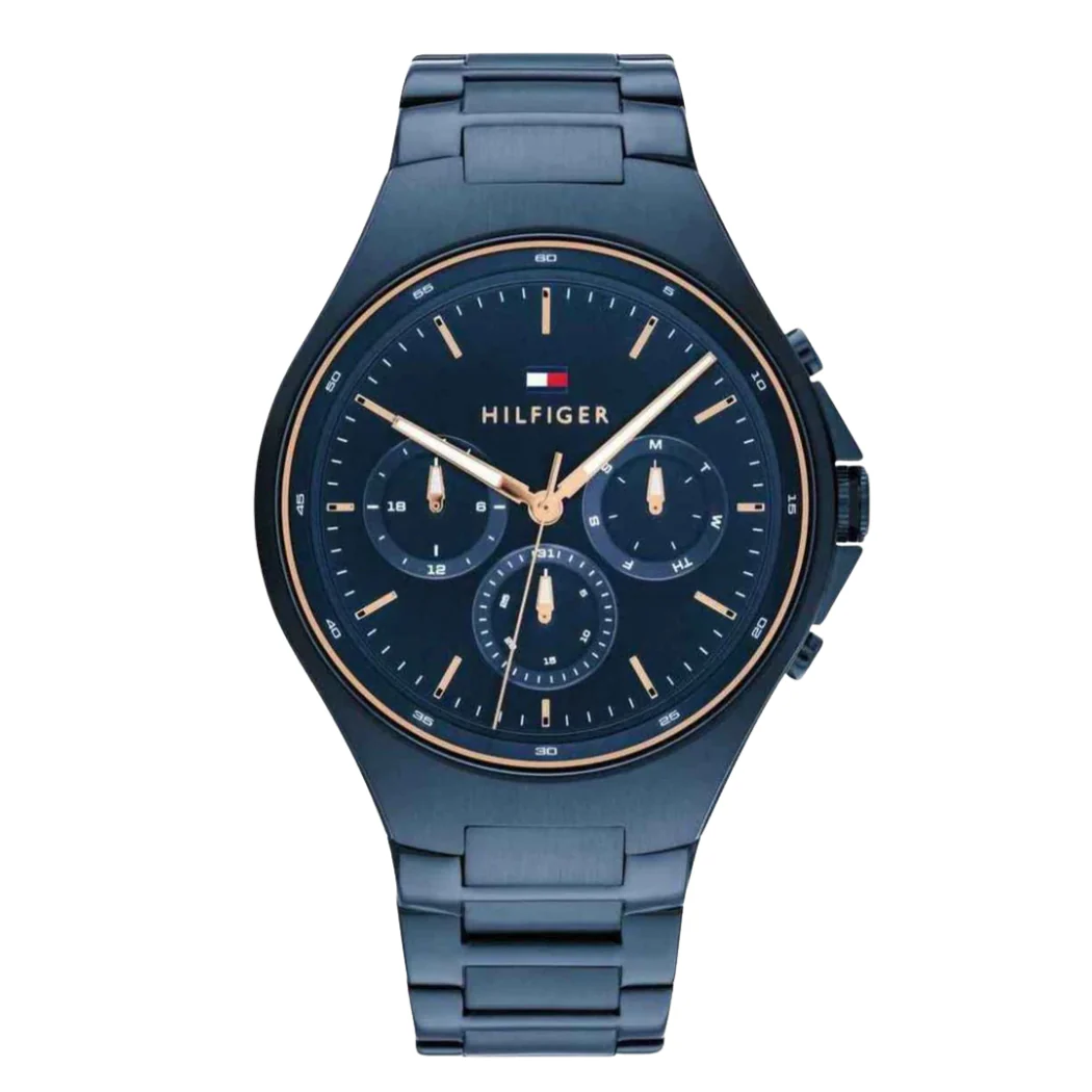 Tommy Hilfiger Justin Blue Stainless Steel Blue Dial Chronograph Quartz Watch for Gents - 1792058