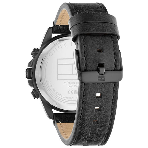 Tommy Hilfiger Lars Black Leather Strap Black Dial Chronograph Quartz Watch for Gents - 1792062 - Image 4