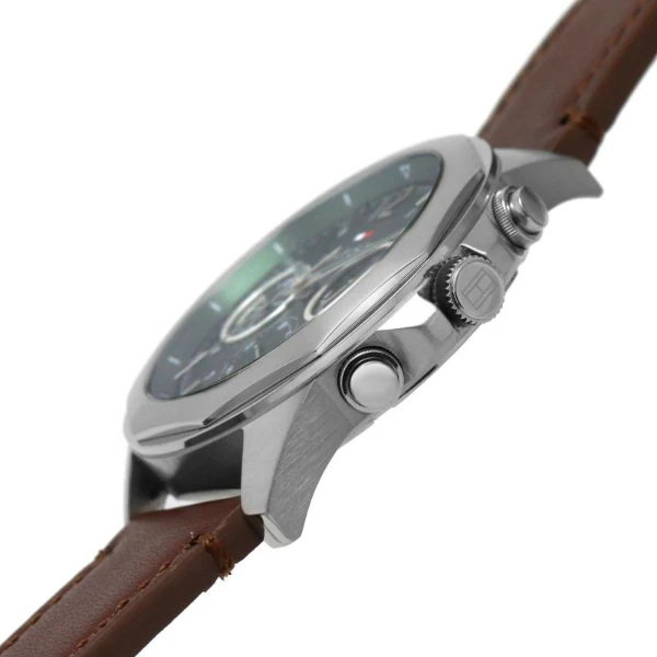 Tommy Hilfiger Lars Brown Leather Strap Green Dial Chronograph Quartz Watch for Gents - 1792064 - Image 2