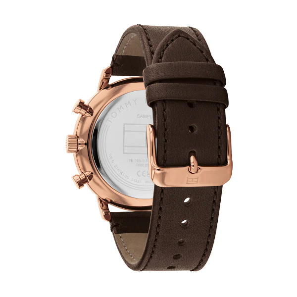 Tommy Hilfiger Legend Brown Leather Strap Black Dial Chronograph Quartz Watch for Gents - 1710566 - Image 3