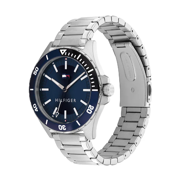 Tommy Hilfiger Logan Silver Stainless Steel Blue Dial Quartz Watch for Gents - 1792012 - Image 2