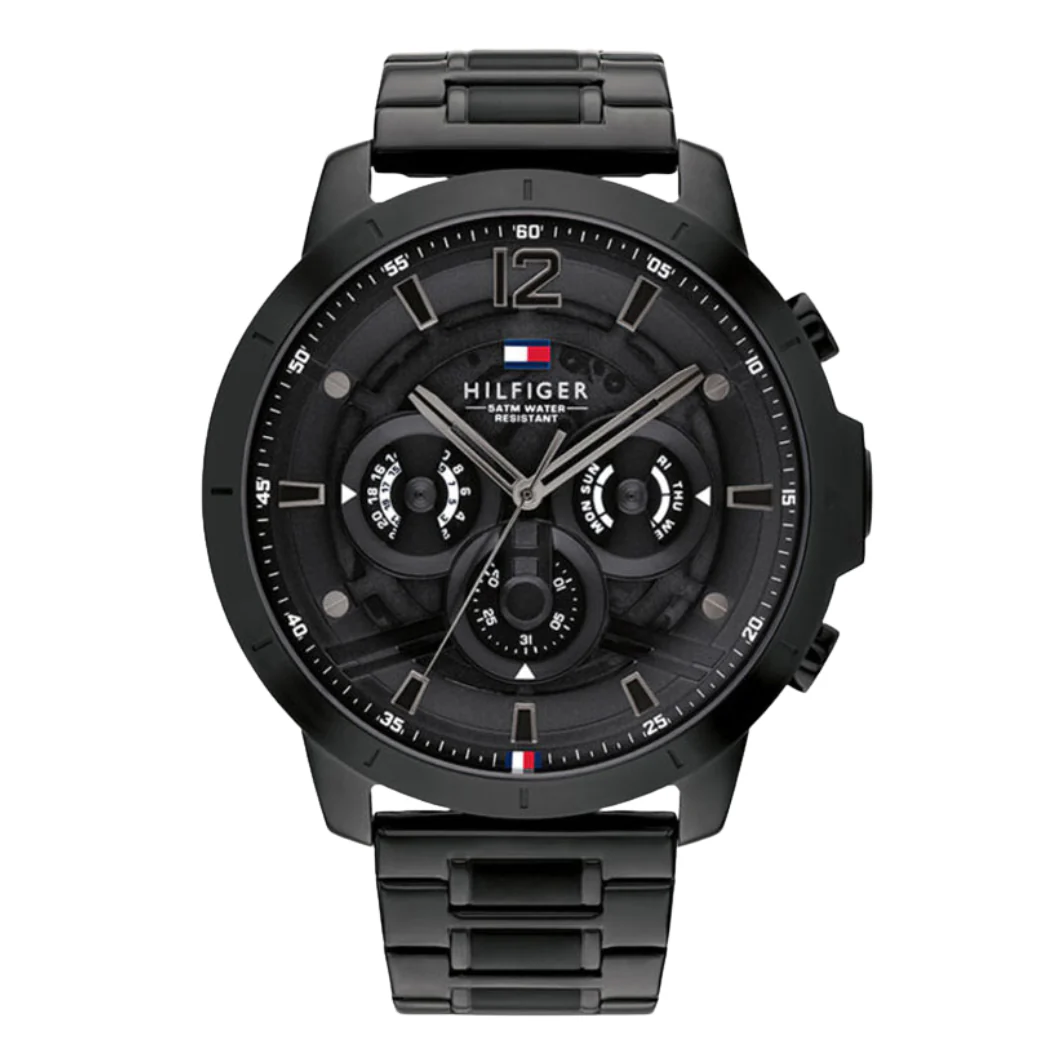 Tommy Hilfiger Luce Black Stainless Steel Black Dial Chronograph Quartz Watch for Gents - 1710494