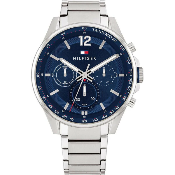Tommy Hilfiger Max Silver Stainless Steel Blue Dial Chronograph Quartz Watch for Gents - 1791973