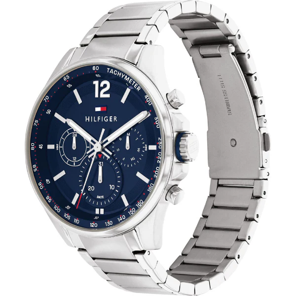 Tommy Hilfiger Max Silver Stainless Steel Blue Dial Chronograph Quartz Watch for Gents - 1791973 - Image 2