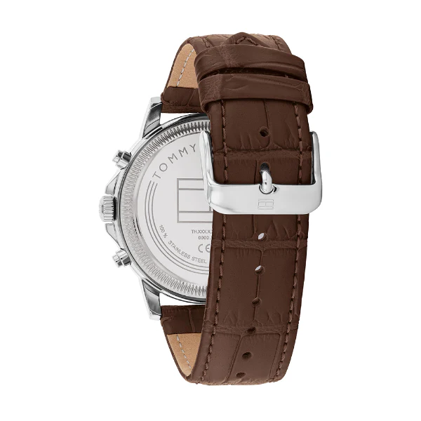 Tommy Hilfiger Stewart Brown Leather Strap Blue Dial Chronograph Quartz Watch for Gents - 1710629 - Image 3