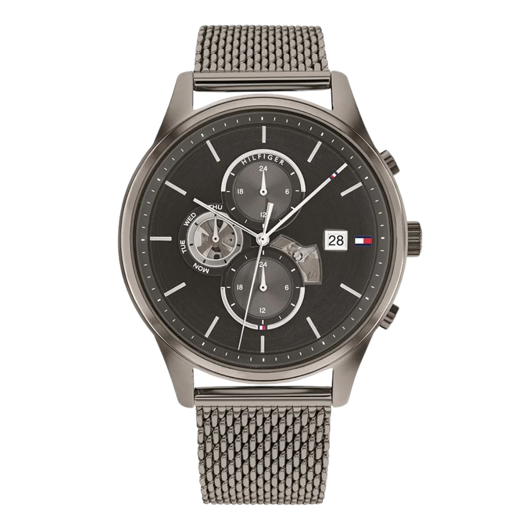 Tommy Hilfiger Weston Grey Mesh Bracelet Grey Dial Chronograph Quartz Watch for Gents - 1710506