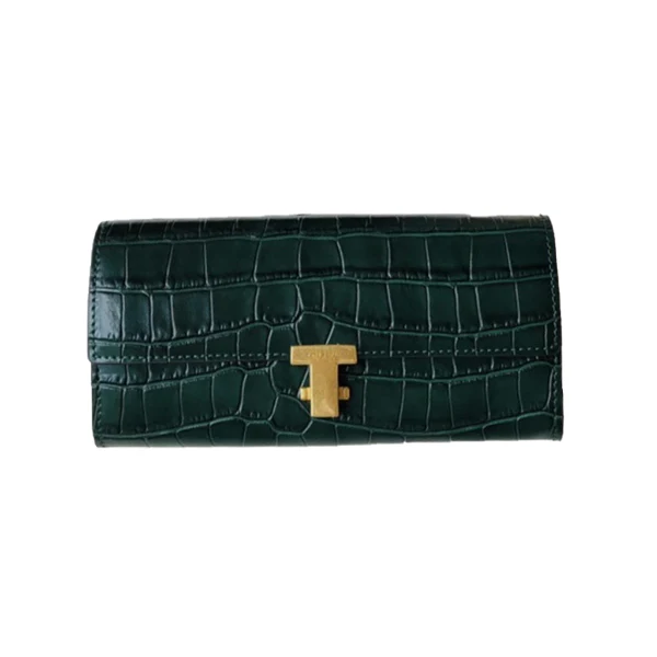 Tory Burch Croc-Embossed Leather Sling Bag in Deep Kelp - 84758