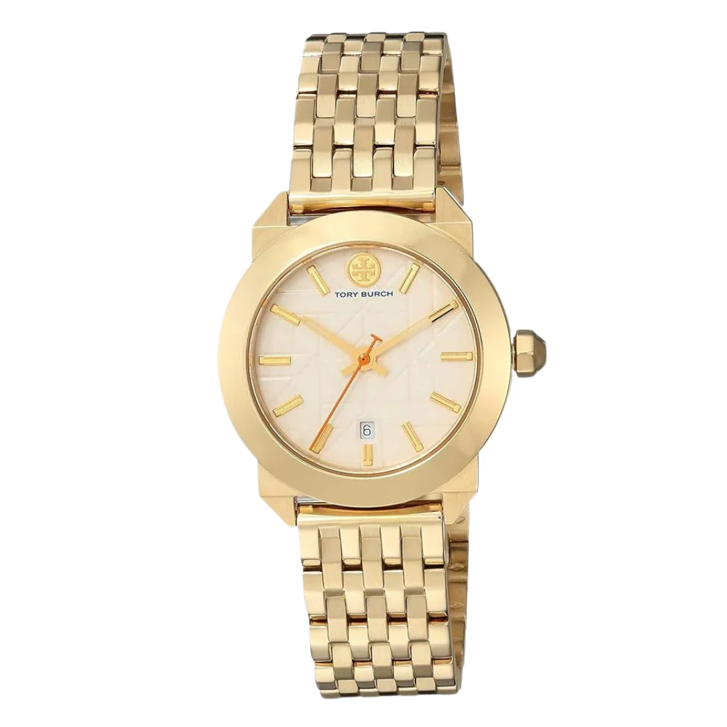 Tory Burch Gold Stainless Steel Off-White Dial Quartz Watch for Ladies - TBW8000
