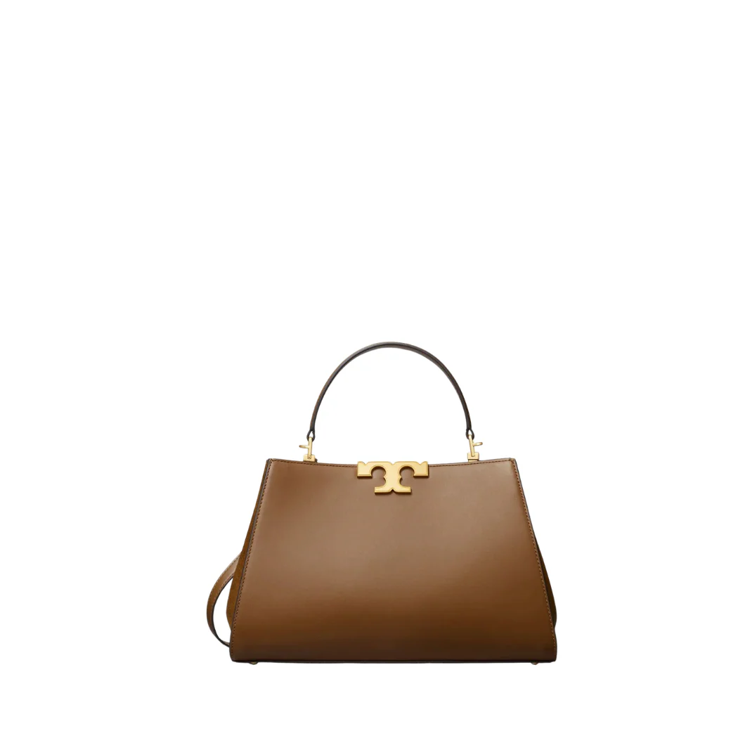 Tory Burch Mini Eleanor Pebbled Satchel β Dark Whiskey Leather