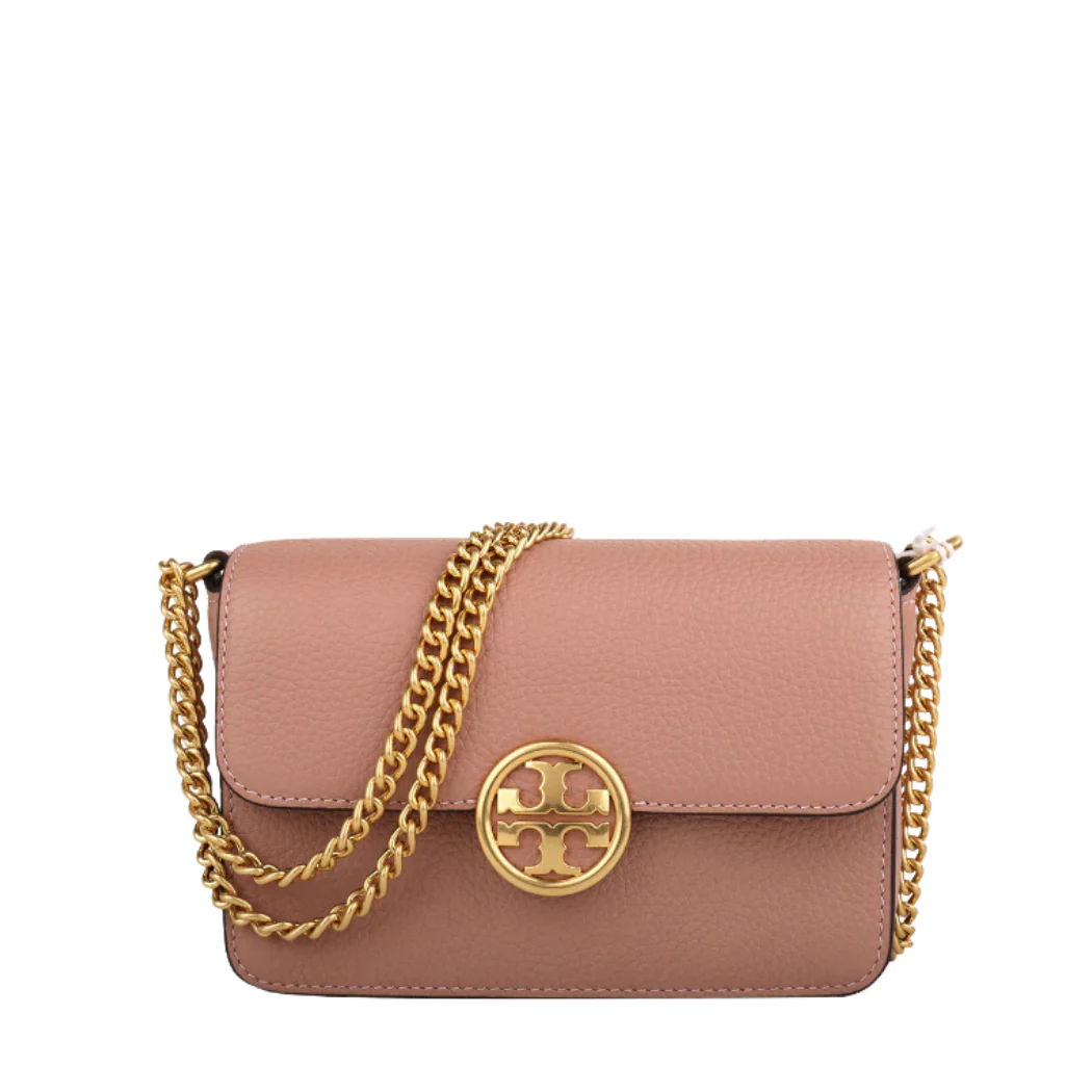 Tory Burch Olivia Pebbled Leather Small Bag In PInk Moon - 141659