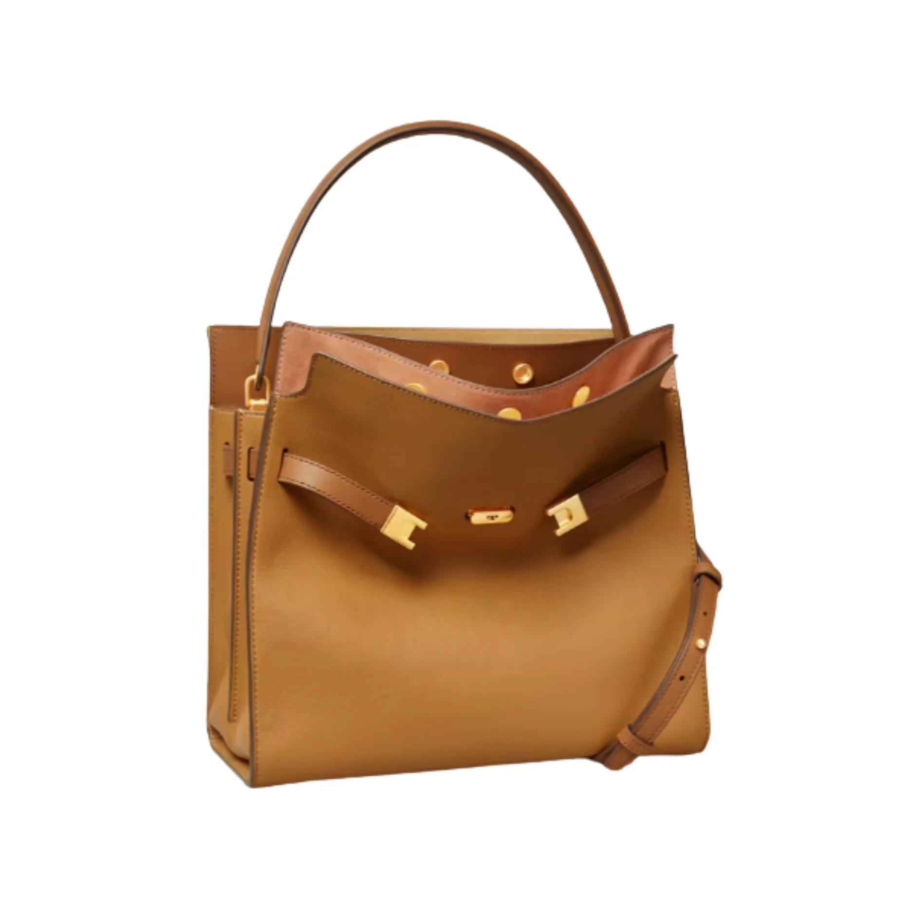Tory Burch Petite Lee Radziwill Double Bag – Tiramisu Brown Luxury Handbag - Image 2