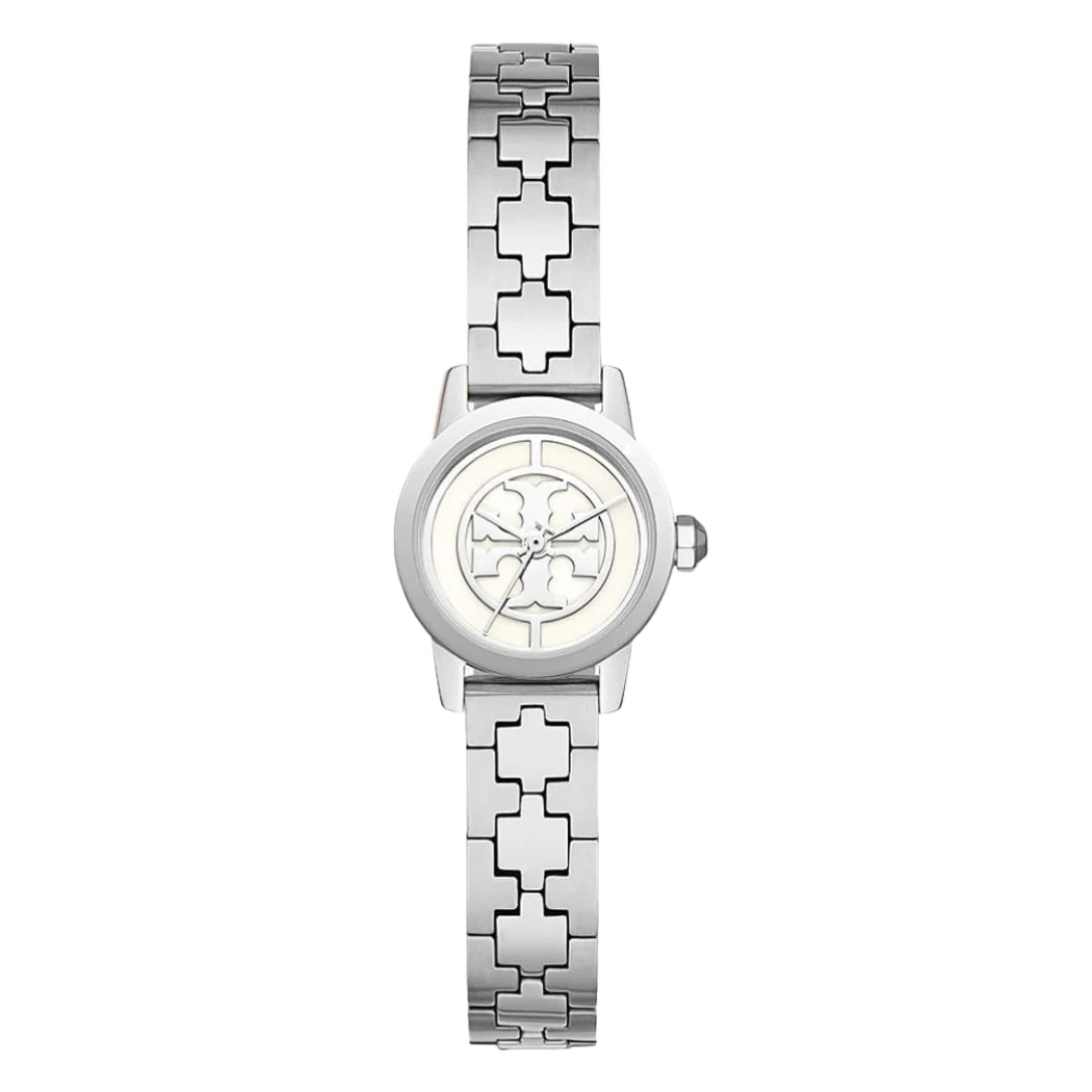 Tory Burch Reva Silver Stainless Steel Cream Dial Quartz Watch for Ladies - TBW4044