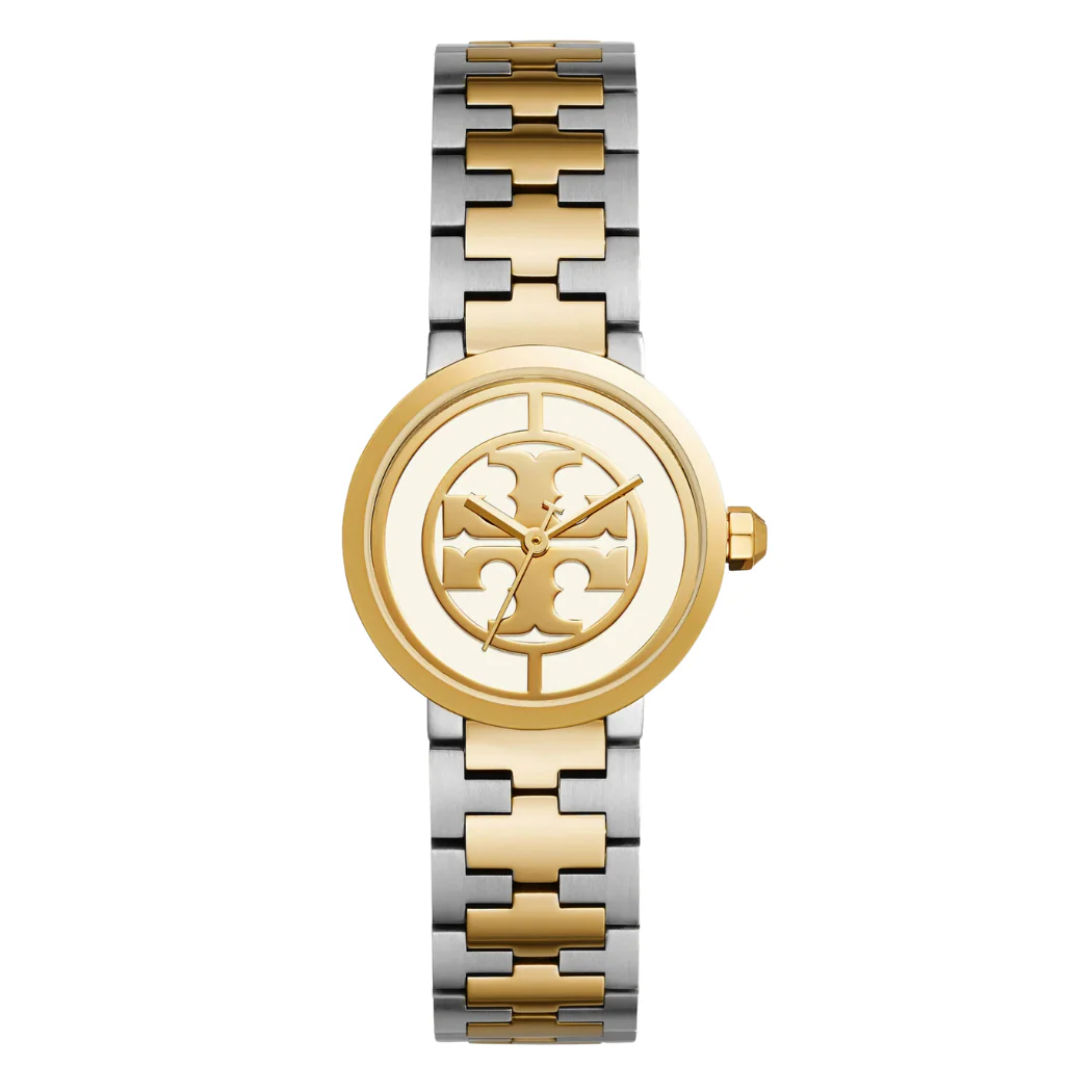 Tory Burch Reva Two-tone Stainless Steel Ivory Dial Quartz Watch for Ladies - TBW4016