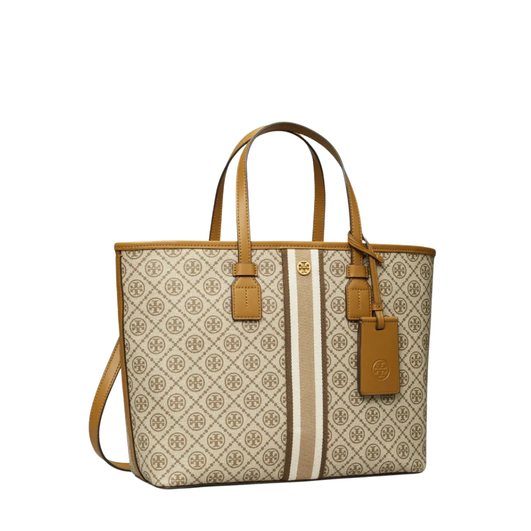 Tory Burch T‑Monogram Coated Canvas Small Zip Tote – Granola - Image 2