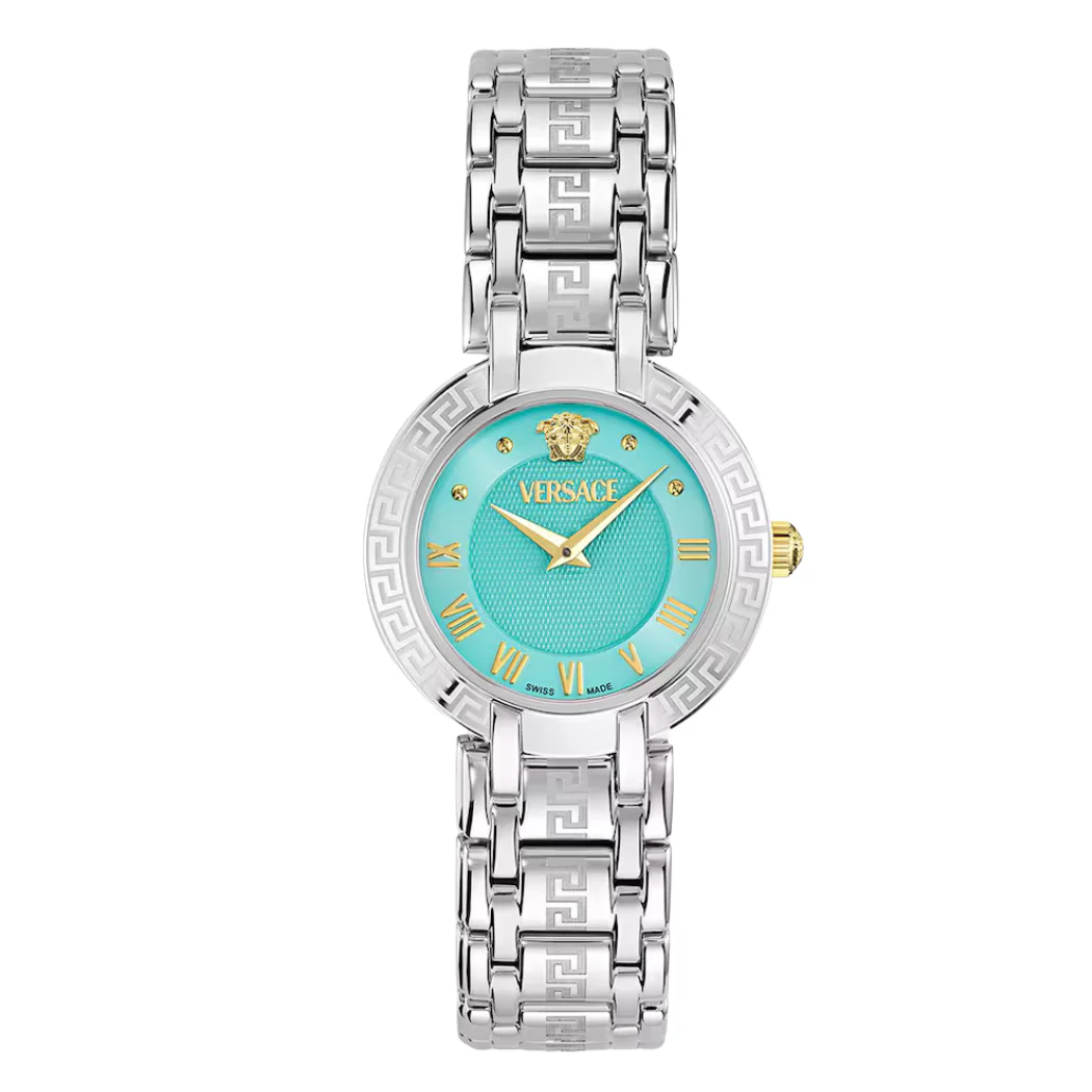 Versace Antlia Silver Stainless Steel Turquoise Dial Quartz Watch for Ladies - VEOP00325
