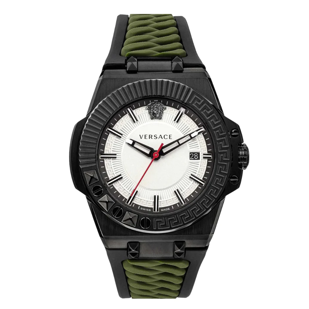 Versace Chain Reaction Black Silicone Strap White Dial Quartz Watch for Gents - VEDY00419