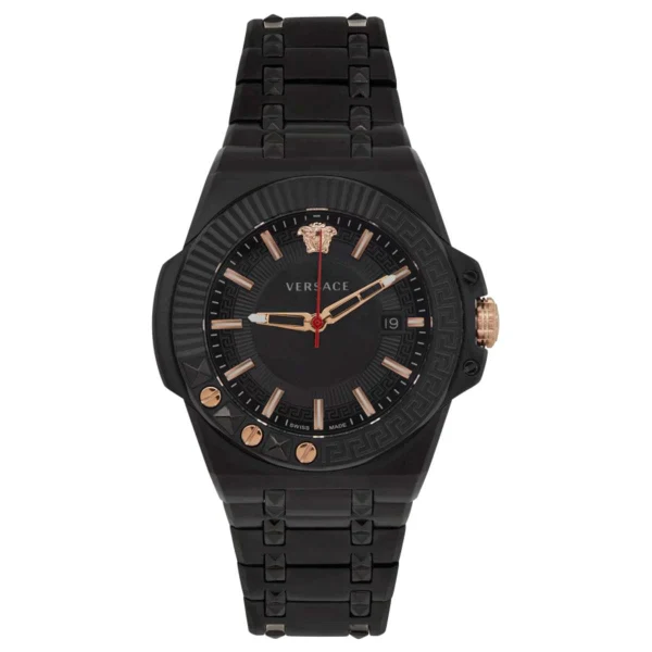 Versace Chain Reaction Black Stainless Steel Black Dial Quartz Watch for Gents - VEDY00719 - Image 2