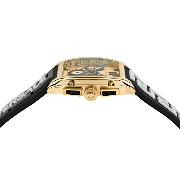 Versace Dominus Black Silicone Strap Gold Dial Chronograph Quartz Watch for Gents - VE6H00223 - Image 2