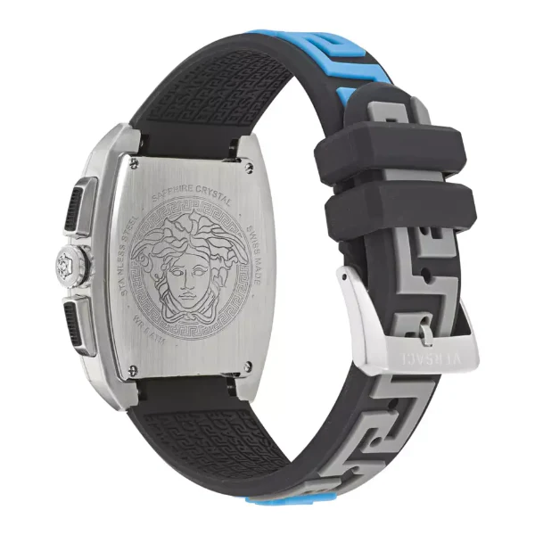Versace Dominus Black Silicone Strap Silver Dial Chronograph Quartz Watch for Gents - VE6H00123 - Image 2