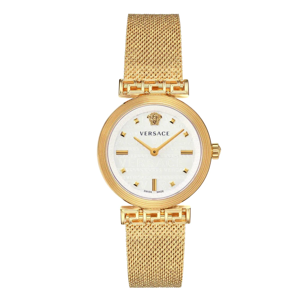 Versace Gold Mesh Bracelet Silver Dial Quartz Watch for Ladies - VELW00820