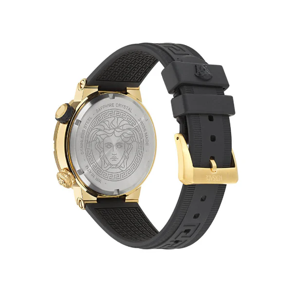 Versace Greca Logo Divers Black Silicone Strap Black Dial Quartz Watch for Gents - VE8G00324 - Image 2