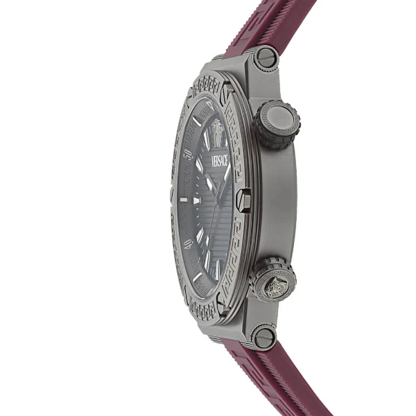 Versace Greca Logo Divers Red Silicone Strap Black Dial Quartz Watch for Gents - VE8G00224 - Image 3