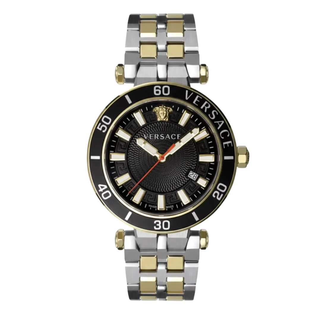 Versace Greca Sport Two-tone Stainless Steel Black Dial Quartz Watch for Gents - VEZ300821