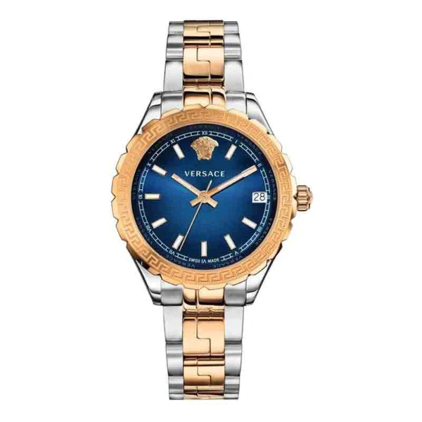 Versace Hellenyium Two-tone Stainless Steel Blue Dial Quartz Watch for Ladies - V12060017