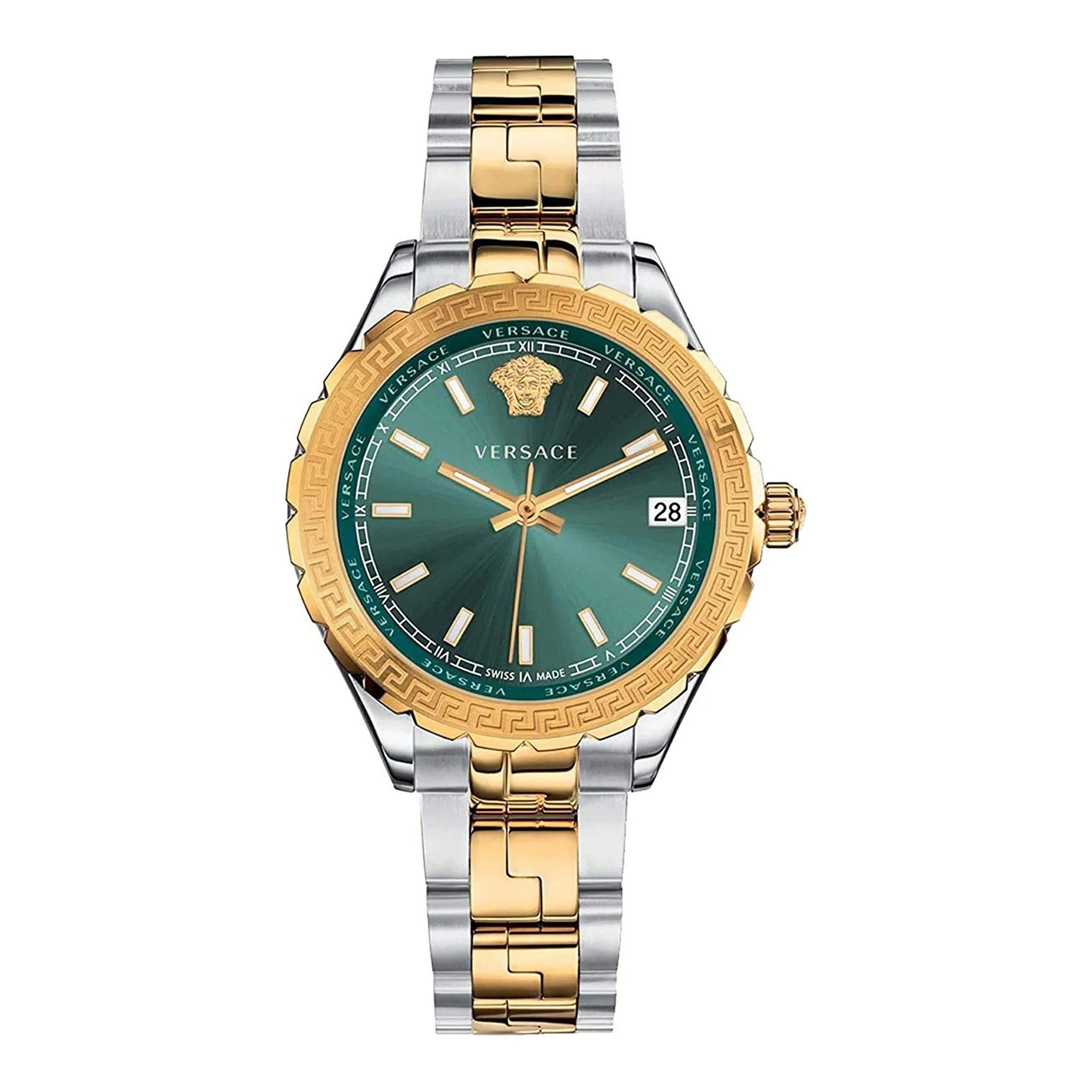 Versace Hellenyium Two-tone Stainless Steel Green Dial Quartz Watch for Ladies - V12050015