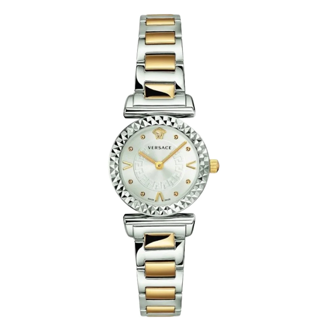 Versace Mini Vanity Two-tone Stainless Steel Silver Dial Quartz Watch for Ladies - VEAA00418